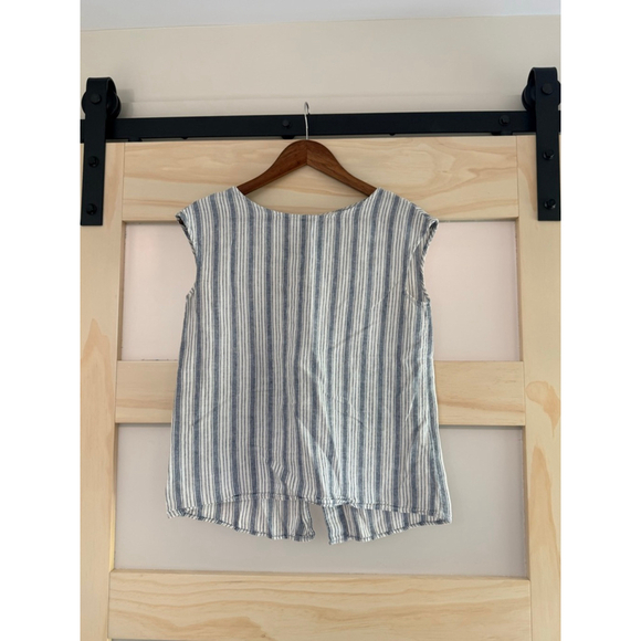 Max Studio Linen Blend Button-Back Striped Sleeveless Top Women’s Size M - Picture 1 of 7